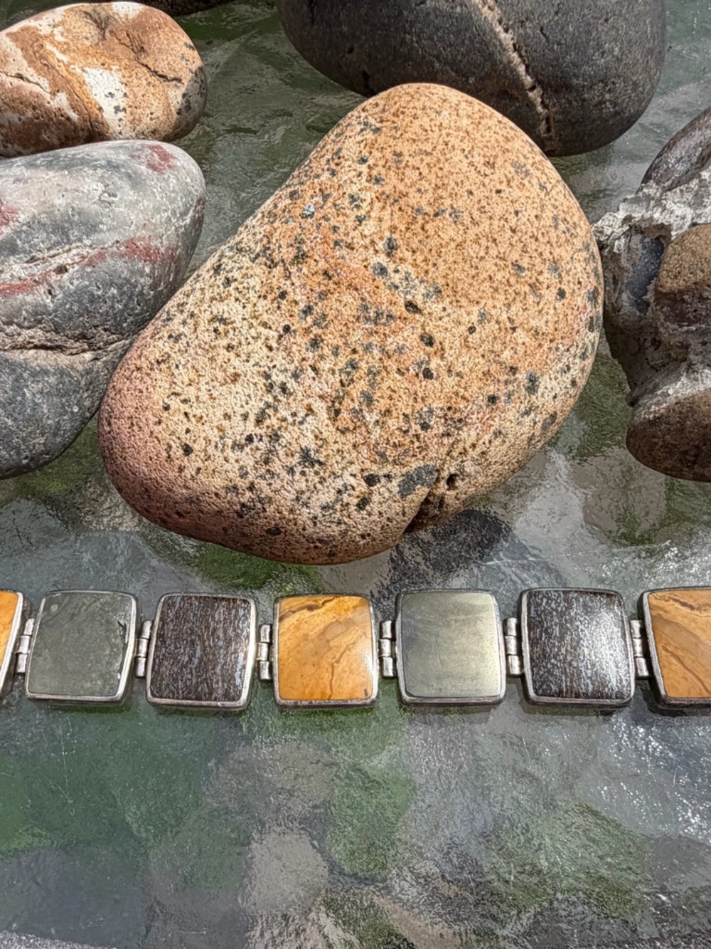 Retired Silpada Sterling Silver Hardware & Stone Jasper Pyrite Bronzite